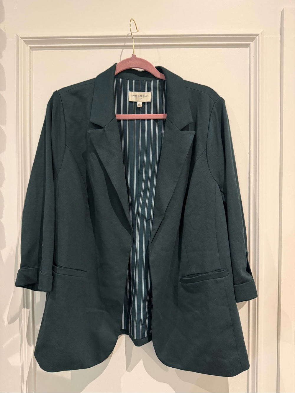 Skies Are Blue Deep Green Open Blazer